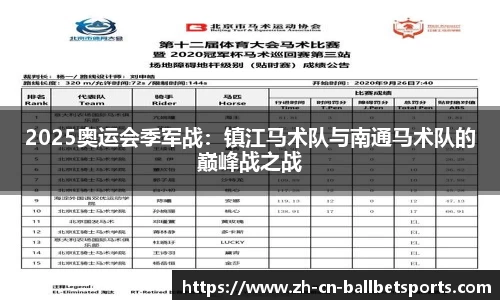 2025奥运会季军战：镇江马术队与南通马术队的巅峰战之战